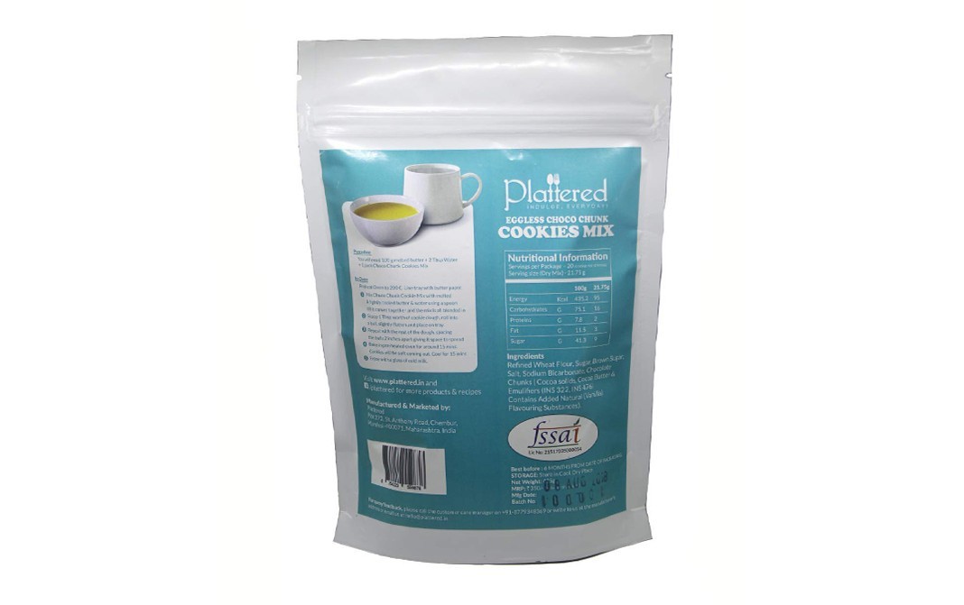 Plattered Eggless Choco Chunk Cookies Mix   Pack  215 grams